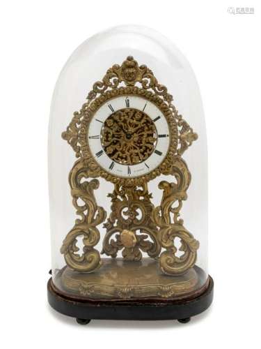 A French Pressed Metal Skeleton Clock