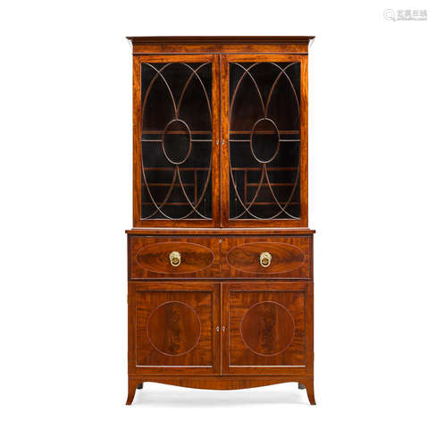 A George III Inlaid Mahogany Bureau Bookcase  Early 19th century