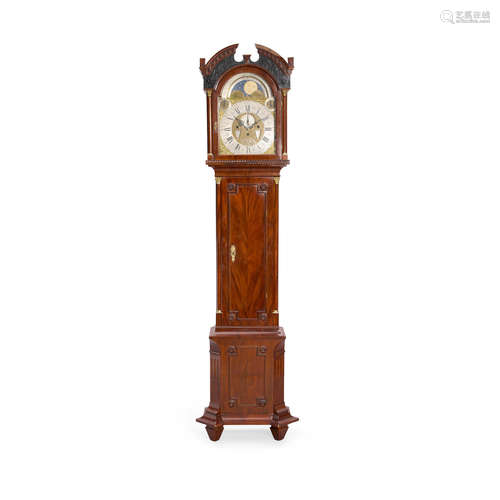 A George III Gilt Bronze Mounted Mahogany Chiming Tall Case Clock  Late 18th century