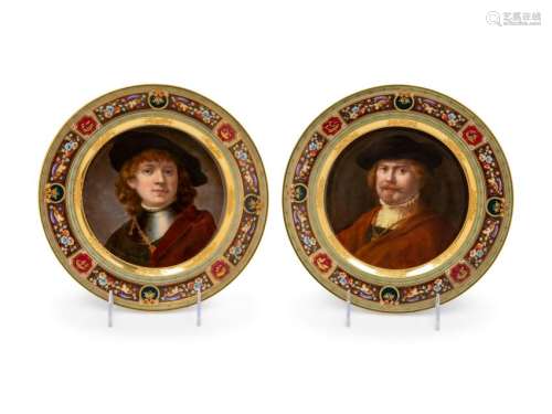 A Pair of Vienna Porcelain Cabinet Plates