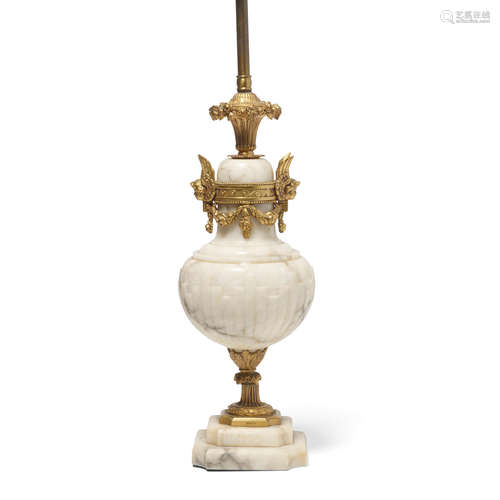 A Neoclassical Style Gilt Bronze Mounted Marble Urn Mounted as a Lamp