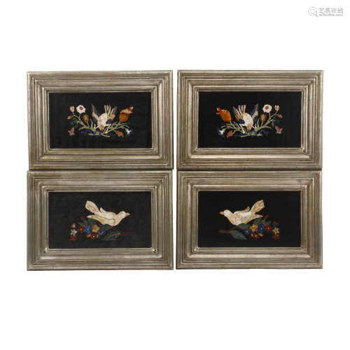 A Set of Four Framed Pietra Dura Plaques