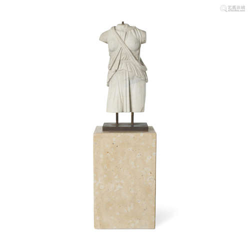 A Marble Torso on Marble Base  After the antique