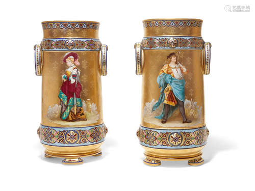 A pair of French Aesthetic Movement porcelain vases  Fourth quarter 19th century