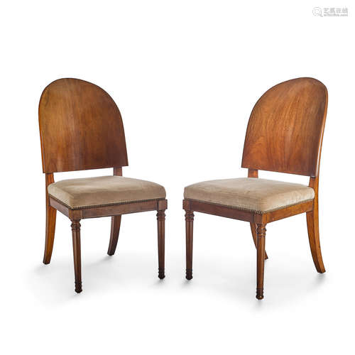 Pair of Biedermeier Style Walnut Chairs   20th century