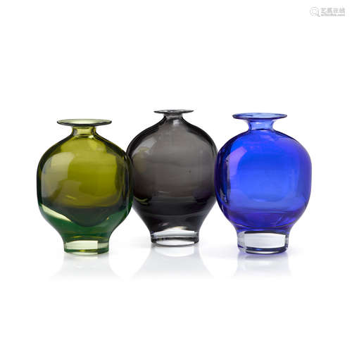 Three Antonio Da Ros Glass Flaconcino Su Base Vases  1963For Vetreria Gino Cenedese, paper label to one example MURANO cenedese VETRI 8/63.height 8in (20cm)