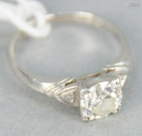 Platinum and diamond ring, with center diamond
