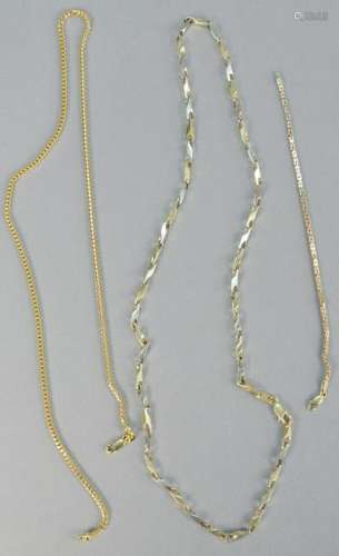 Three piece lot, to include 14K gold necklaces, one