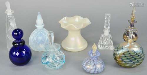 Nine piece art glass group to include Steven Calcite