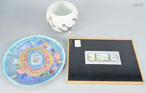 Three piece group to include Christine Brenner enameled