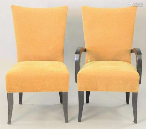 Set of eight contemporary upholstered dining chairs,