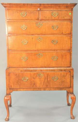 George II walnut highboy, in two parts, circa 1750. ht.