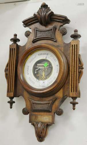 English barometer with carved case, marked 