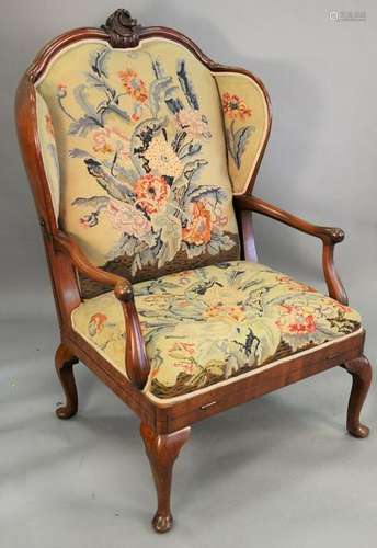 Walnut William and Mary armchair with adjustable back