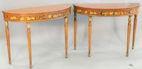 Pair of Irwin Edwardian style console tables. ht. 33