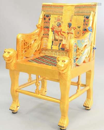 Egyptian style armchair, 20th century, ht. 41 in., wd.