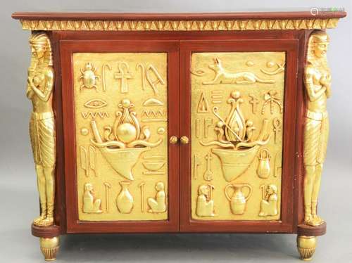 Egyptian style two door cabinet, late 20th century,