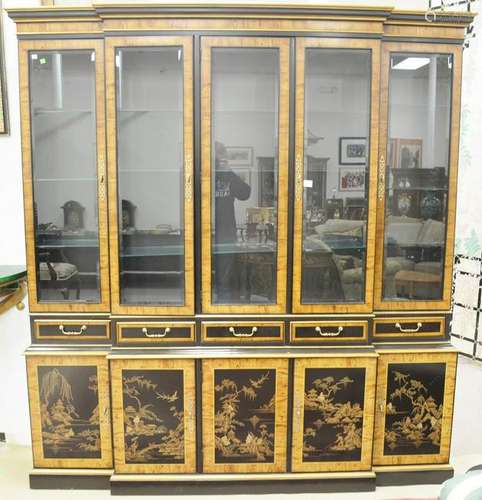 Two part breakfront, Oriental taste with beveled glass