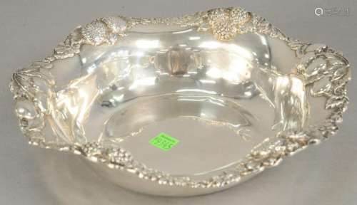 Sterling silver fruit bowl having repousse strawberry