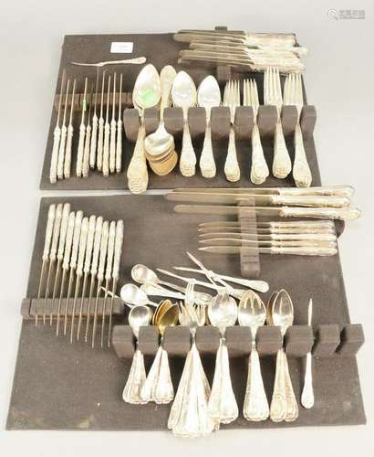 Tiffany & Co. silver plate flatware set. 146 total