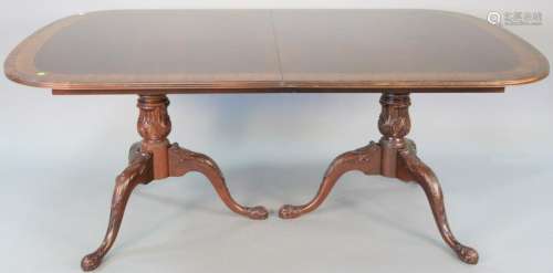 Mahogany double pedestal dining table, with large