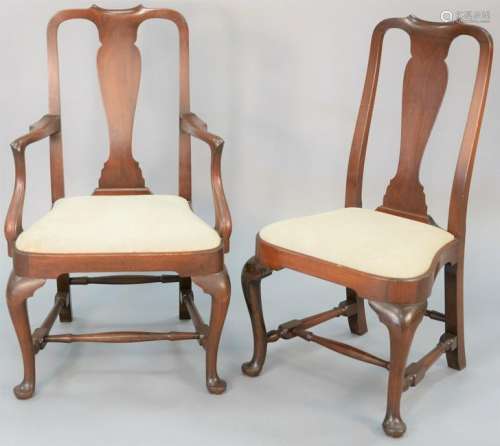 Margolis mahogany set of eight Queen Anne chairs, six
