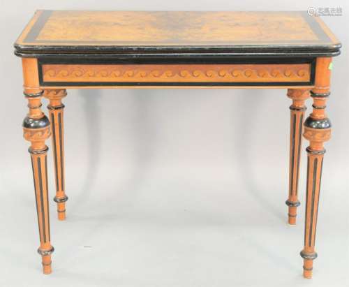 Continental walnut and burl walnut game table, on