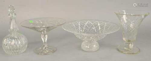 Four piece crystal group to include two Hawk's crystal
