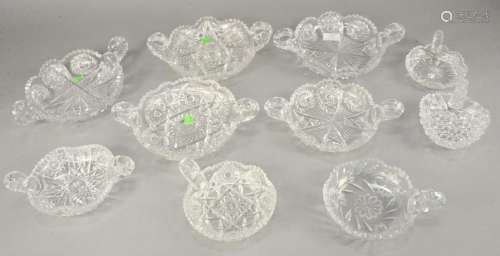 Group of ten American Brilliant cut glass dishes, all