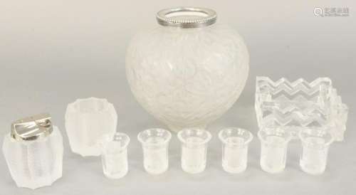 Rene Lalique ten piece group lot, to include set of six
