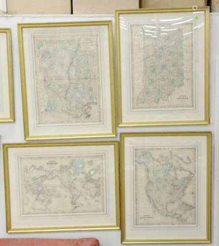 Group of nine Johnson's Maps, to include Indiana, North