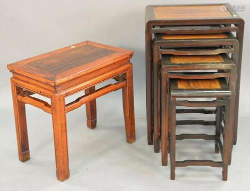 Two piece lot to include four nesting tables along with