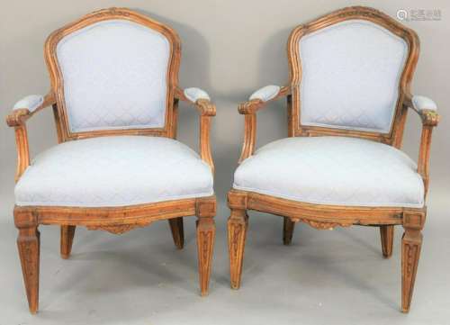 Pair of Louis XVI fauteuil, possibly made up of old