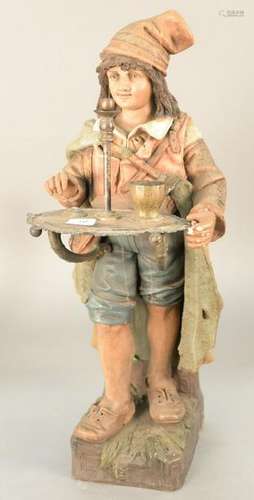 Dutch Polychrome terracotta figure, standing boy