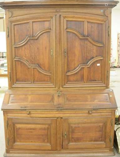 Regence provincial oak and fruitwood bureau a deux