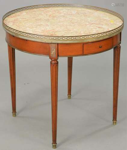 Louis XVI Style round marble top table, with brass