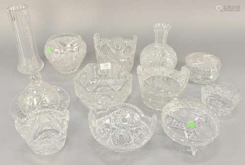 Group of twelve cut glass pieces, to include five