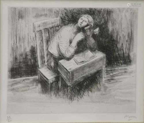 Etching by Henry Moore (1898-1986), 