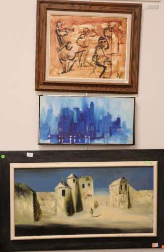 Group of three contemporary paintings to include Tosi,