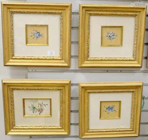 Group of fifteen floral and fruit paintings, on paper,