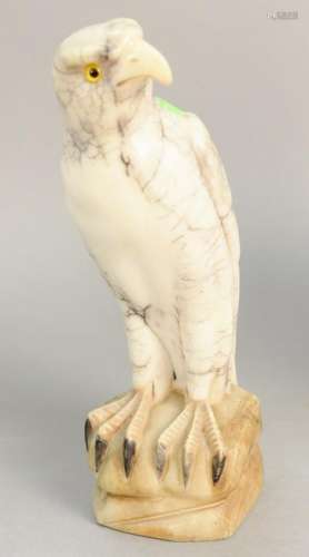 Italian marble carved eagle sculpture with glass eyes