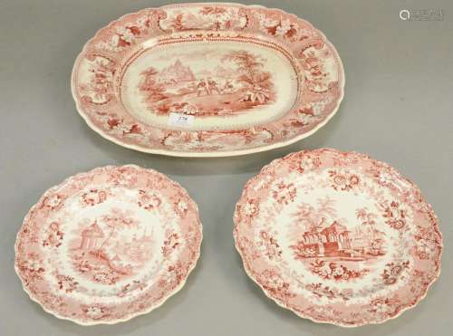 Large group of red and white Staffordshire to include