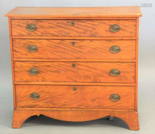 Federal four drawer chest, on large French feet, circa