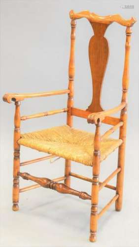 Queen Anne great chair with rush seat, 18th century,