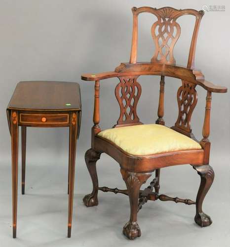 Two Piece Lot to Include Custom Mahogany Chippendale