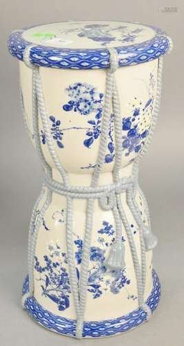 Porcelain garden seat/pedestal, probably 19th century.