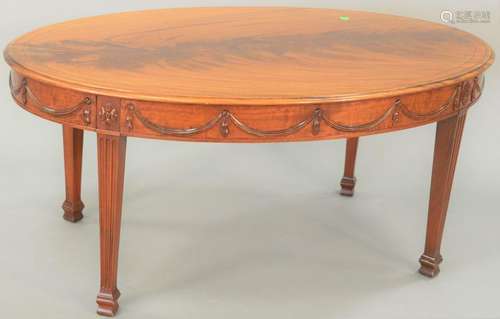 Margolis mahogany oval coffee table, with end drawers