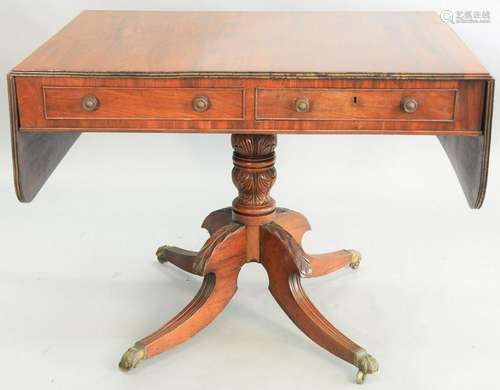 George IV mahogany sofa table, with drop leaves, drawer