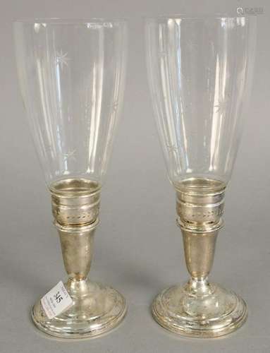 Pair of Cartier sterling silver candlesticks with