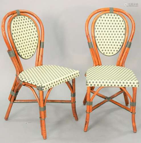 Set of twelve Poitoux Glac seat Rattan side chairs, ht.